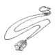 Anti-Tarnish 304 Stainless Steel & Plastic Pearl Paw Print Pendant Cable Chain Necklaces for Women(STAS-Z114-16P)-4