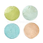 Spray Painted Natural Capiz Shell Pendants, Disc Charms, Mixed Color, 25x0.5~1mm, Hole: 1.2~1.4mm(SHEL-C010-12)