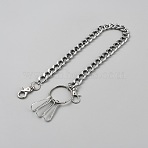 Aluminum Twisted Chain Belts for Jeans Pants, Alloy Pendant Wallet Keychains, Platinum, 562mm(FIND-WH20019-169)