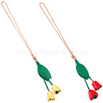 2Pcs 2 Colors Flower Imitation Leather Key Hanging Decoration, Tulip, Mixed Color, 360mm, 1pc/color(FIND-GF0008-35)