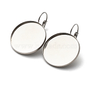 304 Stainless Steel Leverback Earring Settings, Flat Round, Stainless Steel Color, Tray: 25mm, 36.8x26.5x13mm, Pin: 0.8mm(STAS-F191-03P-25mm)