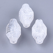 Acrylic Beads, Imitation Gemstone, Clear & White, 33.5x18x18mm, Hole: 2.5mm(X-OACR-T006-136)