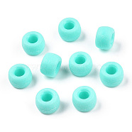 Opaque Plastic Beads, Frosted, Barrel, Cyan, 9x6mm, Hole: 3.8mm, about 1900pcs/500g(KY-T025-01-C03)