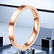 Stainless Steel Plain Band Rings, Rose Gold, US Size 11(20.6mm)(FS-WG75602-152)