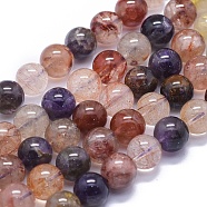 Natural Rutilated Quartz Beads Strands, Round, 10mm, Hole: 1mm, about 38pcs/strand, 15.3 inch(39cm)(G-K293-F05-D)