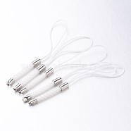 Nylon Cord Mobile Making Cord Loops, with Brass Findings, Platinum, White, 68~75mm(MOBA-K002-03)
