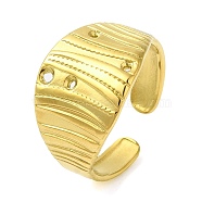 304 Stainless Steel Wide Open Cuff Rings for Women, Real 18K Gold Plated, 12mm, Adjustable(RJEW-Z043-01C)