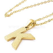 Ion Plating(IP) Initial Letter 304 Stainless Steel Pendant Necklaces, Real 18K Gold Plated, Letter K, 15.87 inch(40.3cm), Pendant: about 16.5~17x4~18.5mm(NJEW-M199-01G-K)
