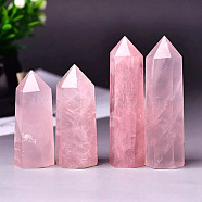 Tower Natural Rose Quartz Healing Stone Wands, for Reiki Chakra Meditation Therapy Decos, Hexagon Prism, 50~60mm(PW-WG74147-02)