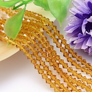 Faceted Imitation Austrian Crystal Bead Strands, Grade AAA, Bicone, Goldenrod, 10x10mm, Hole: 0.9~1mm, about 40pcs/strand, 15.7 inch(G-M180-10mm-07A)