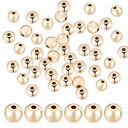 Brass Beads, Long-Lasting Plated, Round, Real 14K Gold Plated, 8x7mm, Hole: 2mm, 40pcs/box(KK-BBC0009-71B)