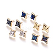 Brass Stud Earrings, with Druzy Resin Cabochon, with Ear Nuts, Star, Golden, Mixed Color, 16.5x16.5x4~6mm, Pin: 0.8mm, Side Length: 12mm(EJEW-J098-AG)