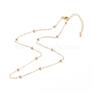 Brass Satellite Chain Necklaces, with 304 Stainless Steel Lobster Claw Clasp, Golden, 17.91 inch(45.5cm)(NJEW-JN03559-02)