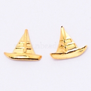 Alloy Cabochons, Epoxy Resin Supplies Filling Accessories, for Resin Jewelry Making, Cadmium Free & Lead Free, Sailboat, Golden, 7x8x1mm(PALLOY-WH0068-18G-RS)