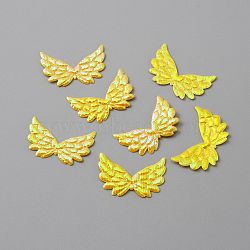 Non-Woven Fabric Ornament Accessories, Iridescent Embossed Angel Wing, Yellow, 22x35x0.7mm(DIY-WH0043-30I)