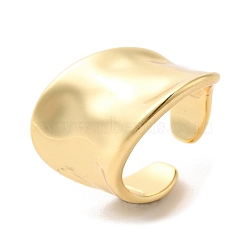 Brass Open Cuff Rings, Wide Band Rings, Real 18K Gold Plated, US Size 7 1/4(17.5mm)(X-RJEW-P098-22G)