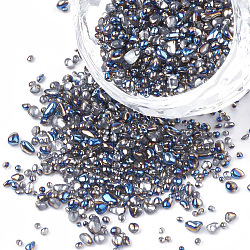 Plated Glass Seed Beads, For Nail Art Decoration Accessories, No Hole/Undrilled, Chip, Light Grey, 1.5~5x1.5~2x1.5~2mm, about 450g/bag(SEED-S016-11)