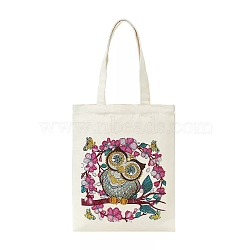 DIY Diamond Painting Handbag Kits, Including Canvas Bag, Resin Rhinestones, Pen, Tray & Glue Clay, Owl, 350x280mm(WG47266-07)