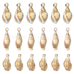 30Pcs 3 Styles Opaque Acrylic Pendants, Imitation Gemstone, Spiral Shell Shapes, Tan, 25~33x9~16x9.5~13mm, Hole: 2mm, 10pcs/style(OACR-FS0001-78)