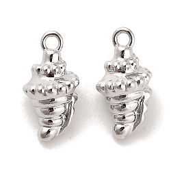 Brass Charms, Spiral shell, Real Platinum Plated, 13.5x7x6.5mm, Hole: 1.4mm(KK-C054-02P)