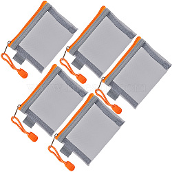 5Pcs Nylon Mesh Pen Bag, with Iron Zipper, Rectangle, Gray, 80x110x9mm(AJEW-SP0001-89H)