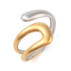 304 Stainless Steel Open Cuff Rings for Women, Real 18K Gold Plated, Inner Diameter: 18mm(RJEW-Z058-03G)