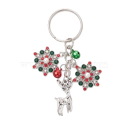 Alloy with Cubic Zirconia  Keychain, Deer, Platinum, 7.5cm(KEYC-JKC00865)