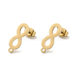 Ion Plating(IP) 304 Stainless Steel Stud Earring Findings, Infinity, Golden, 15.5x5.5mm, Hole: 1.2mm, Pin: 0.7x11mm(STAS-I206-86G)