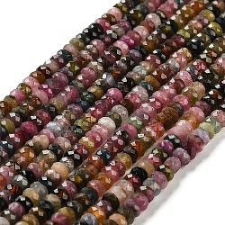 Natural Tourmaline Beads Strands, Faceted, Rondelle, Grade AA, 4~4.5x2~2.6mm, Hole: 0.8~0.9mm, about 150~175pcs/strand, 15.16'~15.39''(38.5~39.1cm)(G-Q002-A01-01)