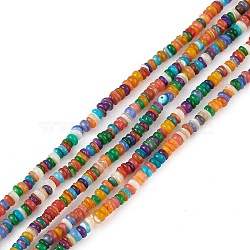 Rainbow Color Natural Freshwater Shell Beads Strands, Dyed, Heishi Beads, Flat Round/Disc, Mixed Color, 4x1~2.5mm, Hole: 0.9mm, about 210pcs/strand, 14.96''(38cm)(SHEL-M018-08A)
