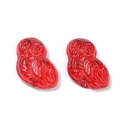 Transparent Glass Beads, Owl, Baking Paint, Red, 18x14.5x6.5mm, Hole: 1.2mm(DGLA-E004-06K)