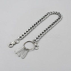 Aluminum Twisted Chain Belts for Jeans Pants, Alloy Pendant Wallet Keychains, Platinum, 562mm(FIND-WH20019-169)