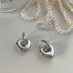 Removable Heart Pendant Hoop Earrings, Fashionable and Versatile Daily Accessories, Platinum(XL7704-2)