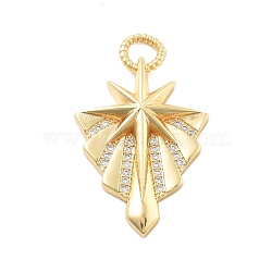 Brass Micro Pave Cubic Zirconia Pendants, Star Charms, Real 18K Gold Plated, Clear, 34.5x21x4.5mm, Hole: 4.5mm(X-KK-L209-095G)