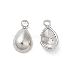 Non-Tarnish 304 Stainless Steel Charms, Teardrop Charm, Stainless Steel Color, 10x5.5x3mm, Hole: 1.6mm(STAS-H214-09P)