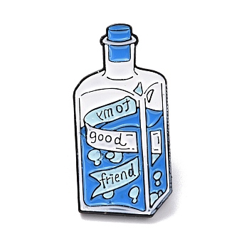 To My Good Friend Enamel Pin, Drift Bottle Shape Alloy Enamel Brooch for Backpack Clothes, Electrophoresis Black, Dodger Blue, 29.5x14.5x10.5mm, Pin: 1mm.