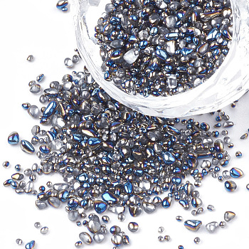 Plated Glass Seed Beads, For Nail Art Decoration Accessories, No Hole/Undrilled, Chip, Light Grey, 1.5~5x1.5~2x1.5~2mm, about 450g/bag