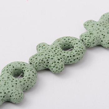 Synthetic Lava Rock Bead Strands, Female Gender Sign, Dyed, Light Green, 38x34x8mm, Hole: 1mm, about 12pcs/strand, 16.1 inch