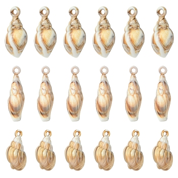 30Pcs 3 Styles Opaque Acrylic Pendants, Imitation Gemstone, Spiral Shell Shapes, Tan, 25~33x9~16x9.5~13mm, Hole: 2mm, 10pcs/style