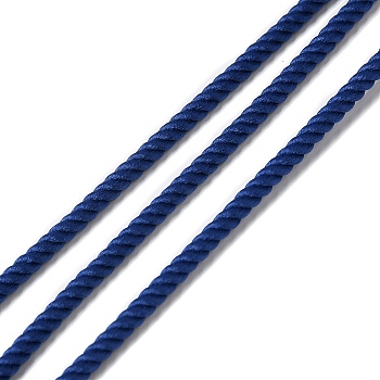 Round Polyester Cord, Twisted Cord, for Moving, Camping, Outdoor Adventure, Mountain Climbing, Gardening, Marine Blue, 3mm