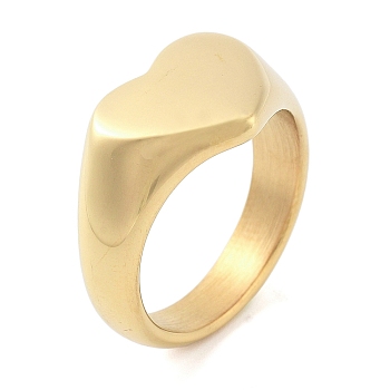 304 Stainless Steel Rings for Women, Heart, Golden, 11mm, Inner Diameter: 17.5mm