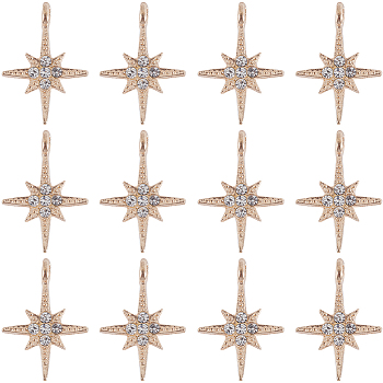 30Pcs Alloy Rhinestone Pendants, Star Charms, Light Gold, 22x16x4mm, Hole: 2mm