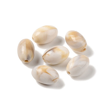 Two Tone Opaque Acrylic Beads, Imitation Gemstone, Oval, WhiteSmoke, 12x7x7mm, Hole: 1.8mm, about 1020pcs/500g