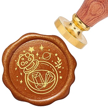 Brass Wax Seal Stamps with Rosewood Handle, for DIY Scrapbooking, Bottle, 25mm