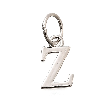 925 Sterling Silver Pendants, Letter, Letter Z, 10x6x1mm, Hole: 4mm