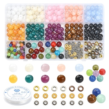 DIY Imitation Gemstone Stretch Bracelet Making Kit, Including Round Acrylic Beads, Elastic Thread, Mixed Color, Beads: 337Pcs/set
