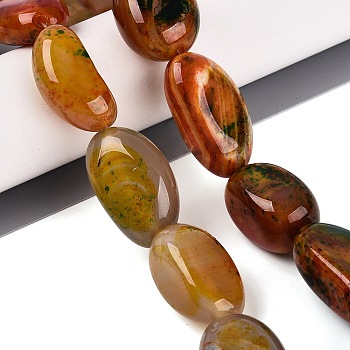 Natural Multi-Color Agate Beads Strands, Nuggets, Dyed & Heated, Tumbled Stone, Dark Orange, 21~37x14~26x10~19mm, Hole: 0.8~1.2mm, about 12pcs/strand, 13.39~13.58 inch(34~34.5cm)
