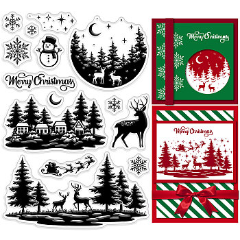 Custom PVC Plastic Clear Stamps, for DIY Scrapbooking, Photo Album Decorative, Cards Making, Christmas Themed Pattern, 160x110x3mm