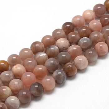 Natural Sunstone Beads Strands, Round, 8~9mm, Hole: 1mm, about 45~48pcs/strand, 15.7 inch