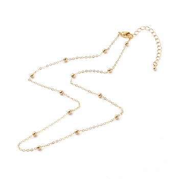 Brass Satellite Chain Necklaces, with 304 Stainless Steel Lobster Claw Clasp, Golden, 17.91 inch(45.5cm)